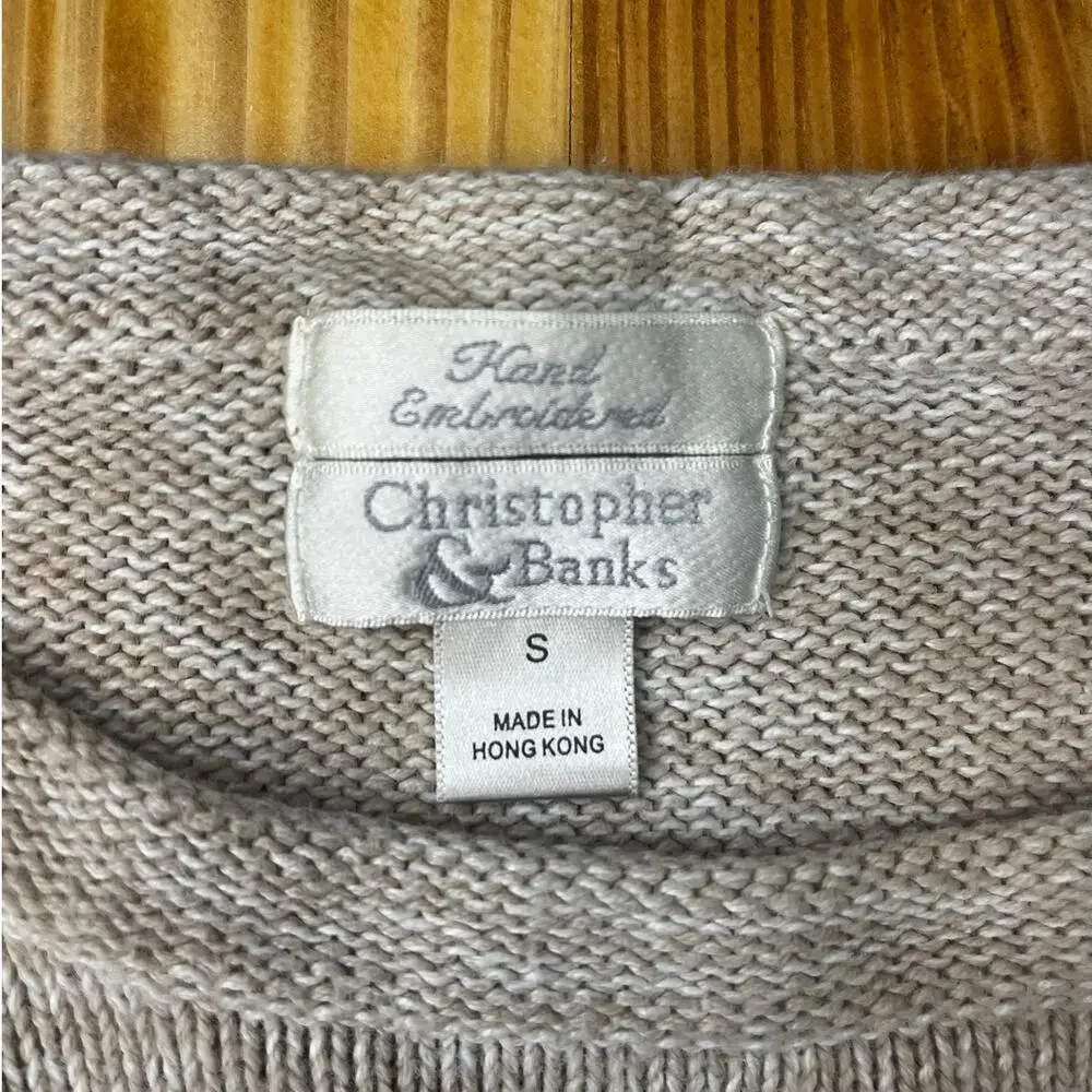 *Vintage* CHRISTOPHER & BANKS Hand Embroidered Cat/Kitty Sweater, Size S - Picture 2 of 6